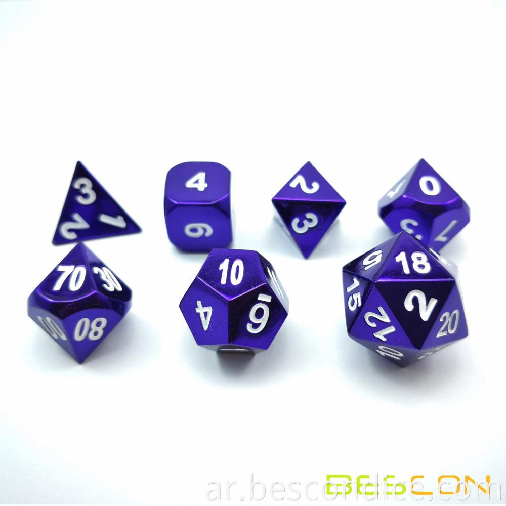 Royal Purple Solid Metal Dice For Dnd 4